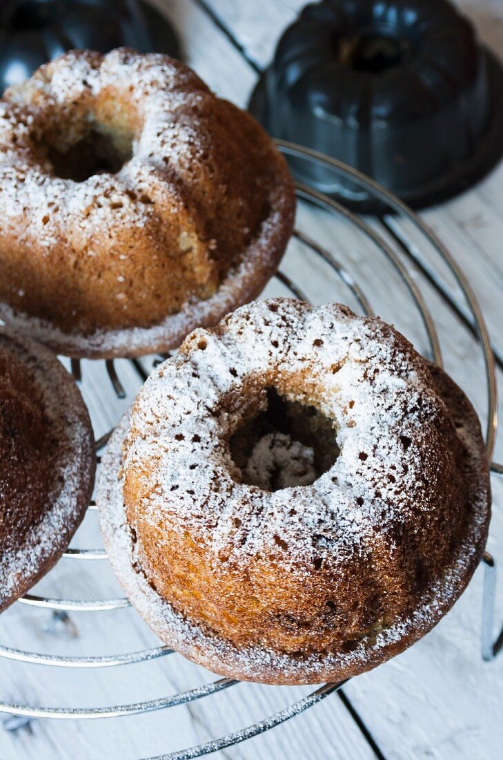 Mini Bundt cakes with icing sugar