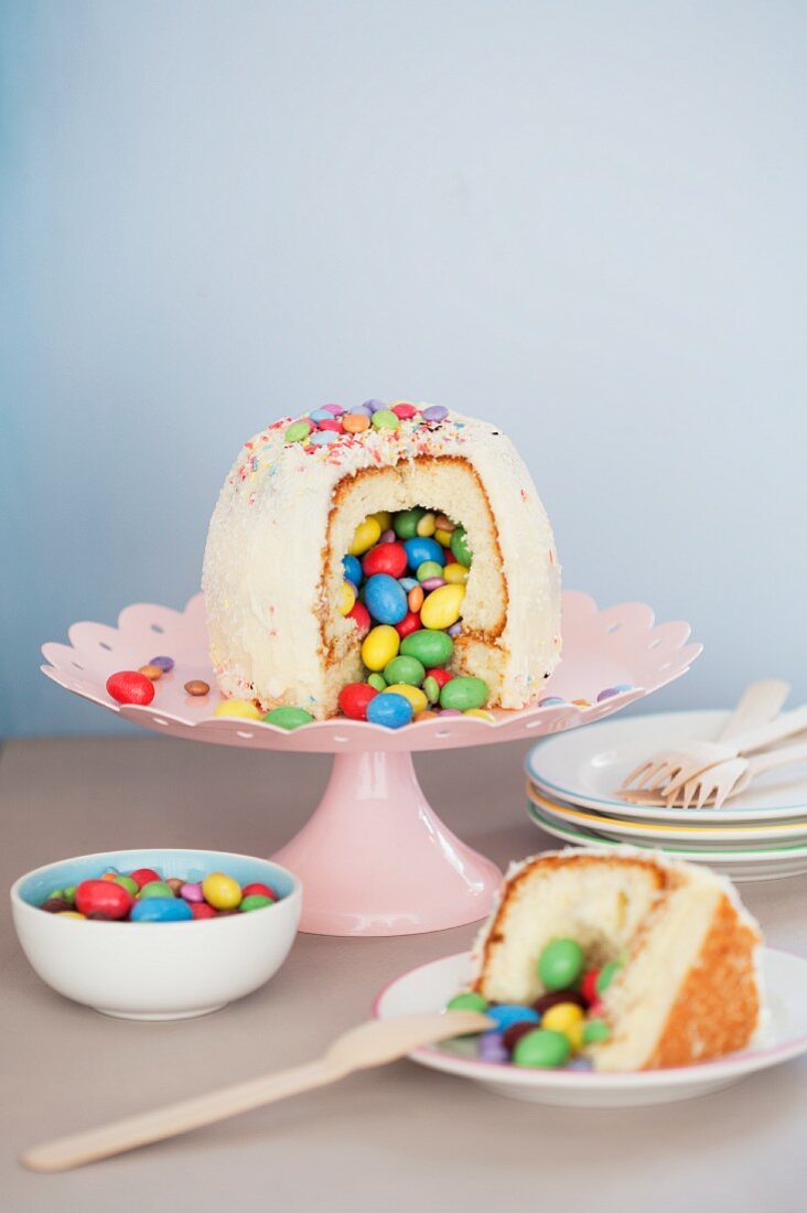 A pinata cake or surprise cake for a child's birthday