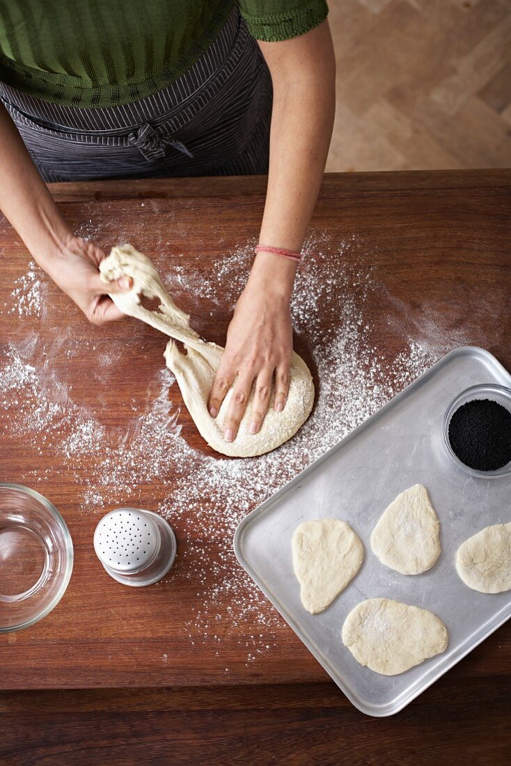 Unleavened bread being made