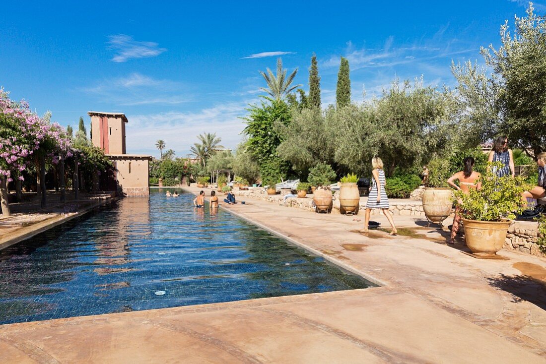 Beldi Country Club, Hotelanlage vor Marrakesch, Marokko, Poolanlage