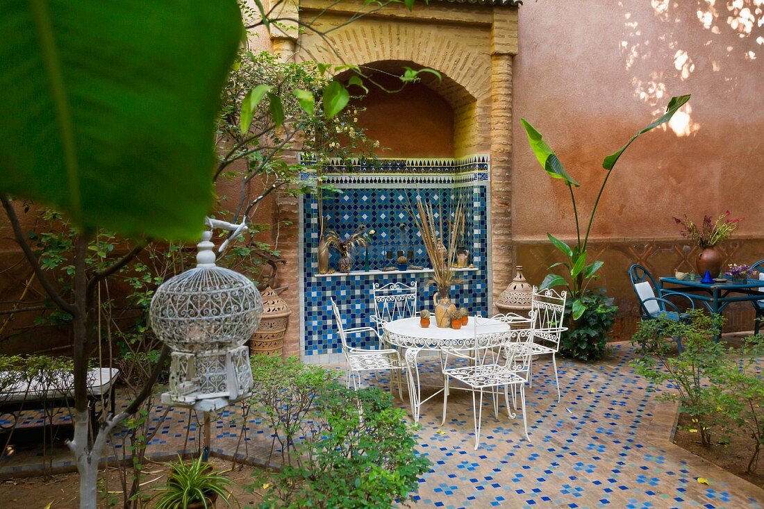 Riad Mounia der Französin Marie-Yvonne in der Medina von Marrakesch, Marokko, Innenhof