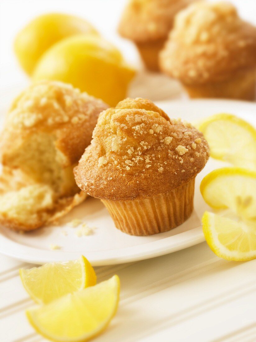 Lemon muffins and fresh lemons