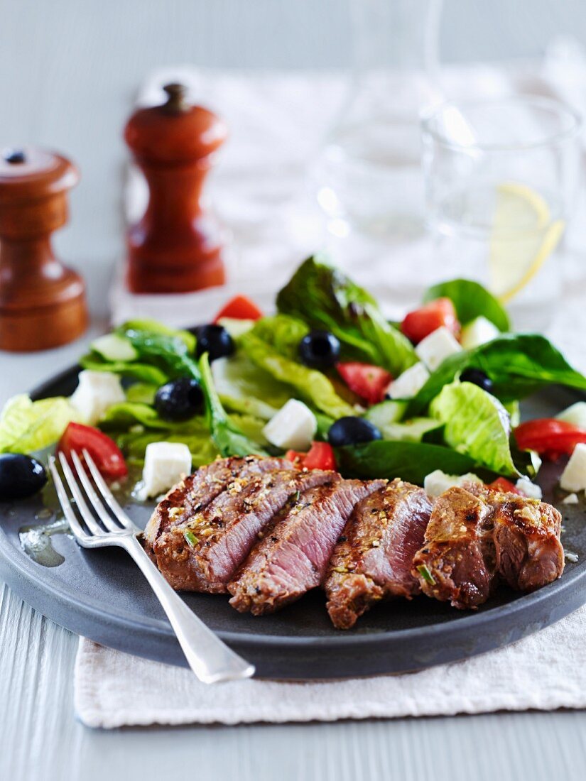 Tray of Greek lamb salad