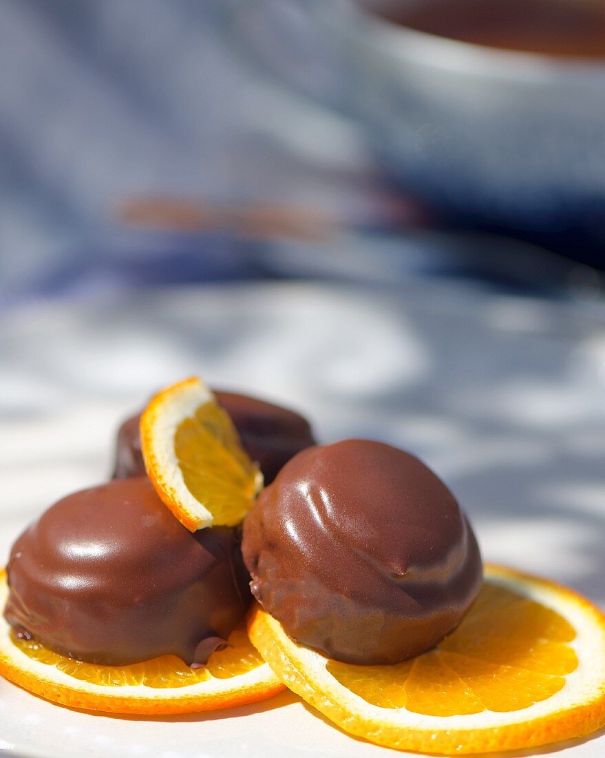 Orange confectionery on orange slices