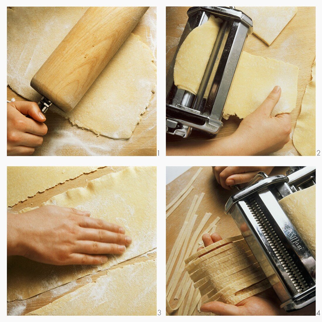 Shaping pasta dough and cutting ribbon pasta