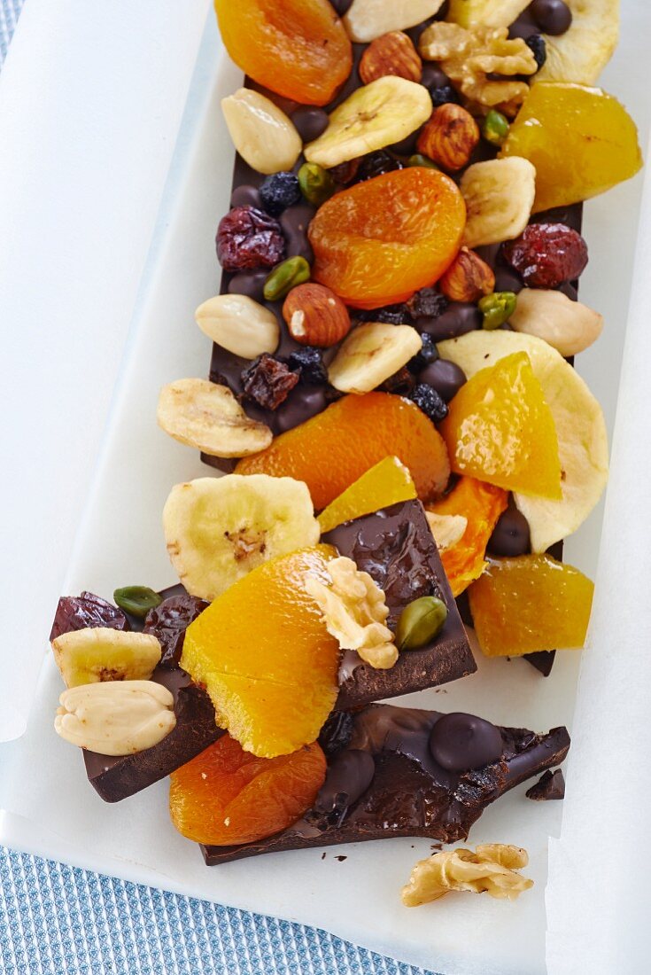 Chocolate with dried fruit and nuts