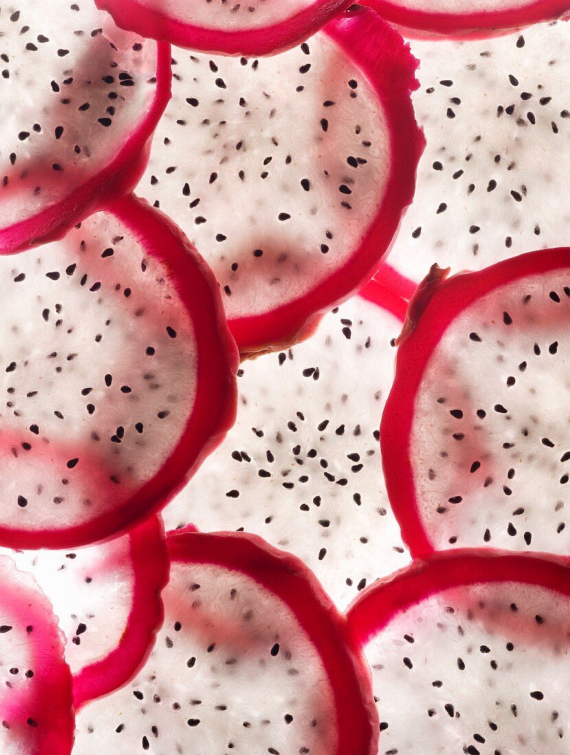Dragon fruit slices (seen from above)