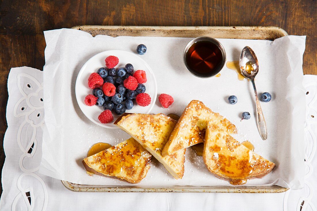 French toast with berries and maple syrup