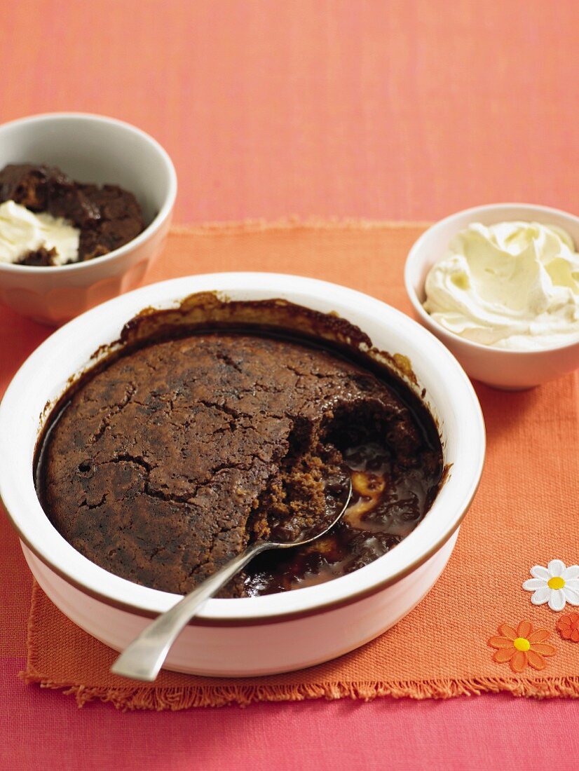 Rich mocha self-saucing pudding