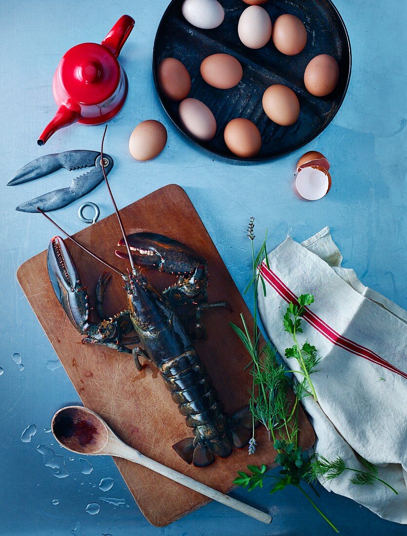 Lobster, eggs and herbs