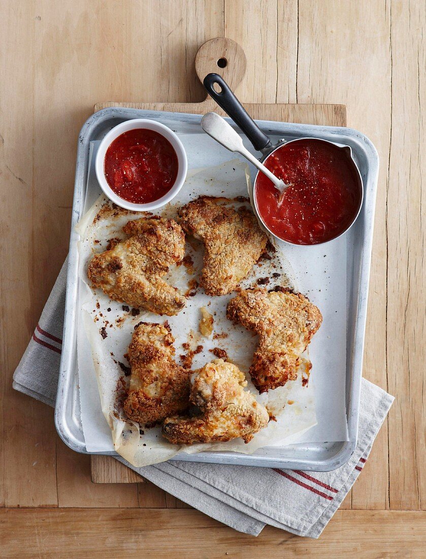 Tortilla crumbed chicken with tequila sauce