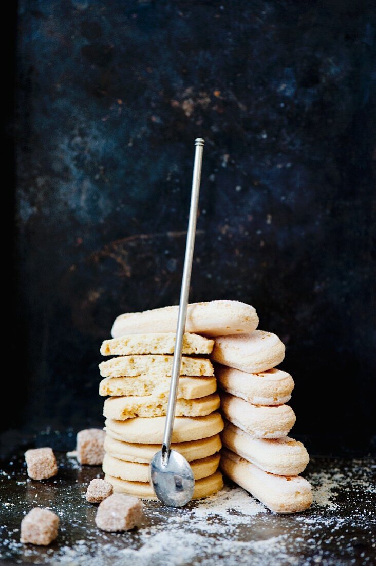 Two stacks of biscuits
