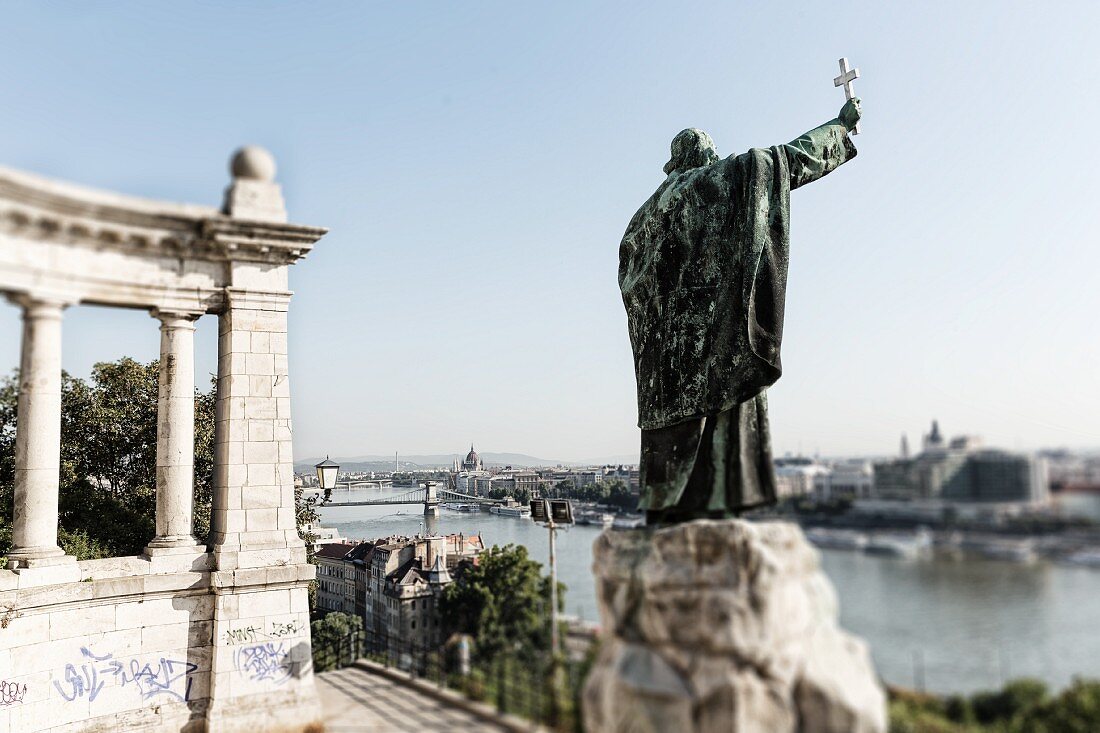 Gellért monument above the Elisabeth Bridge, Budapest, Hungary
