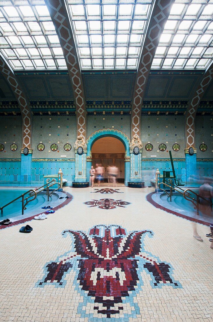 The art nouveau Gellért Baths decorated with artistic mosaics, Budapest, Hungary