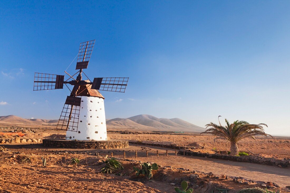 A traditional windmill on Fuerteventura; El Cotillo, Canary islands, Spain