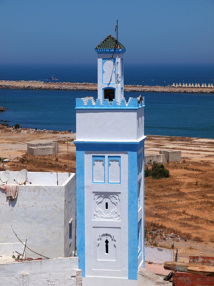 A minaret of a mosque in Larache, Morcco