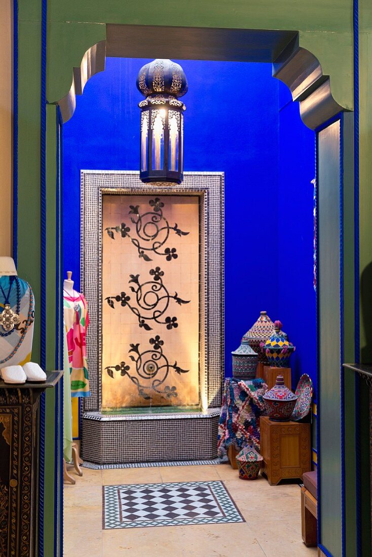 A souvenir shop in the Jardin Majorelle, designed by the French painter Jacques Majorelle in 1923 using his characteristic shade of blue