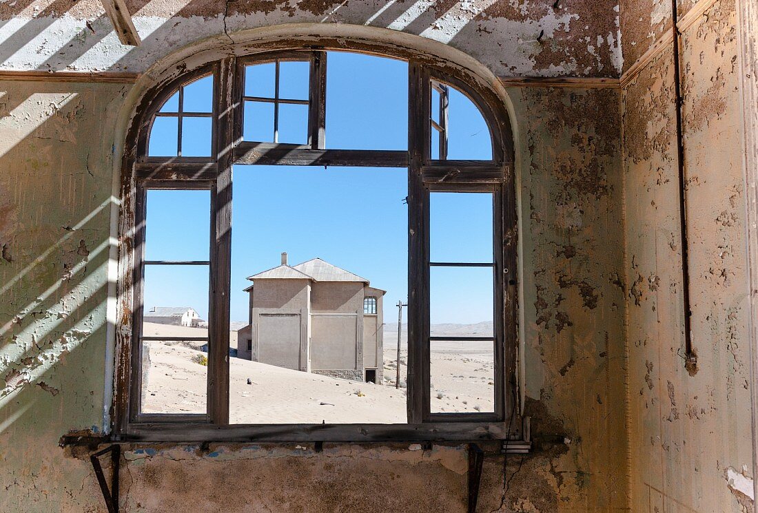 An abandoned house in Kolmannskuppe, Namibia, Africa – years ago the place was overrun with diamond prospectors, today it is a ghost town open to tourists