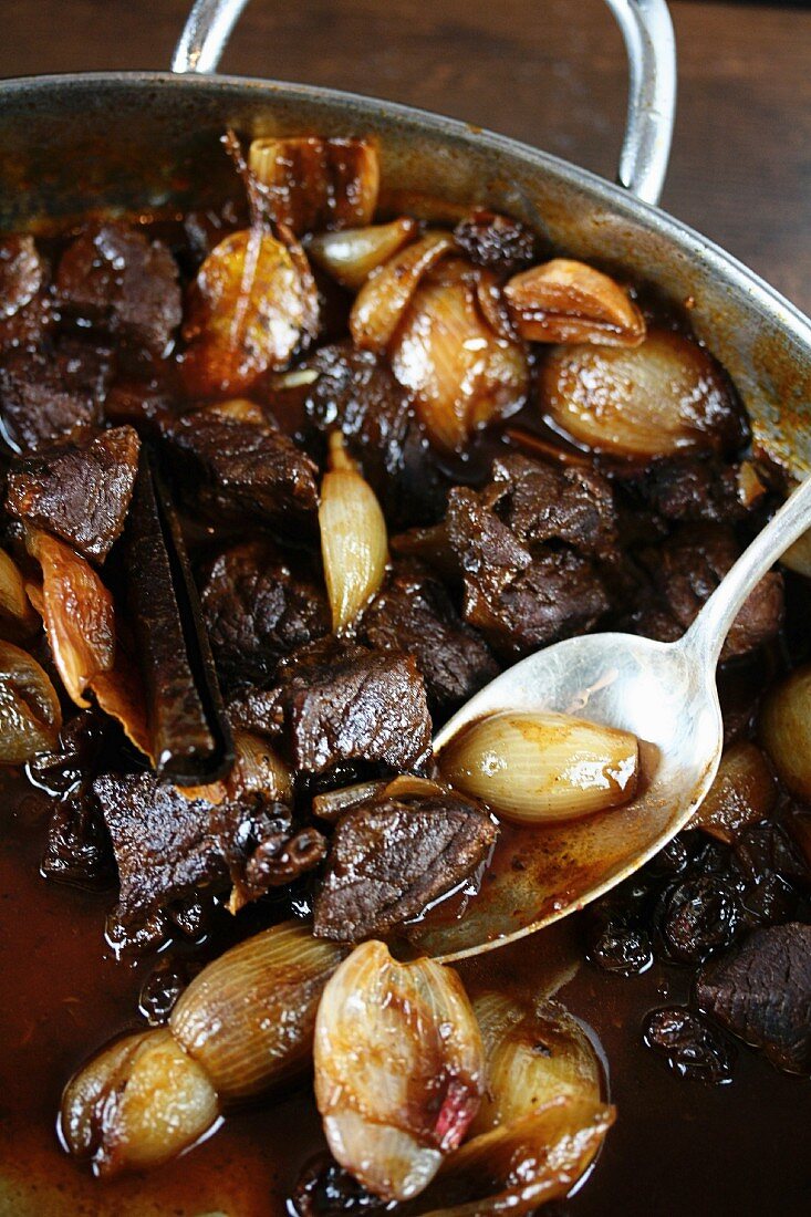 Stifado (Greek beef stew with onions and spices)