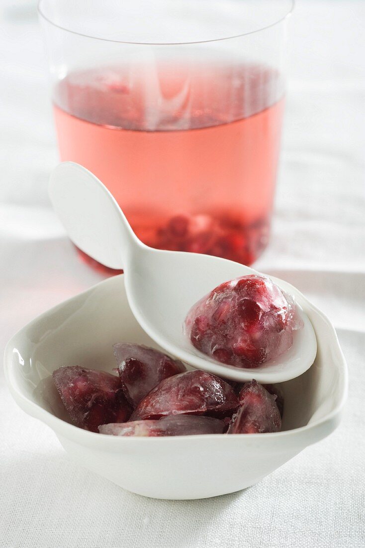 Pomegranate ice cubes