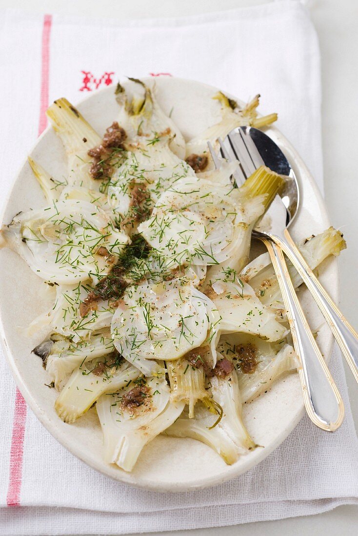 A fennel medley with anchovy sauce