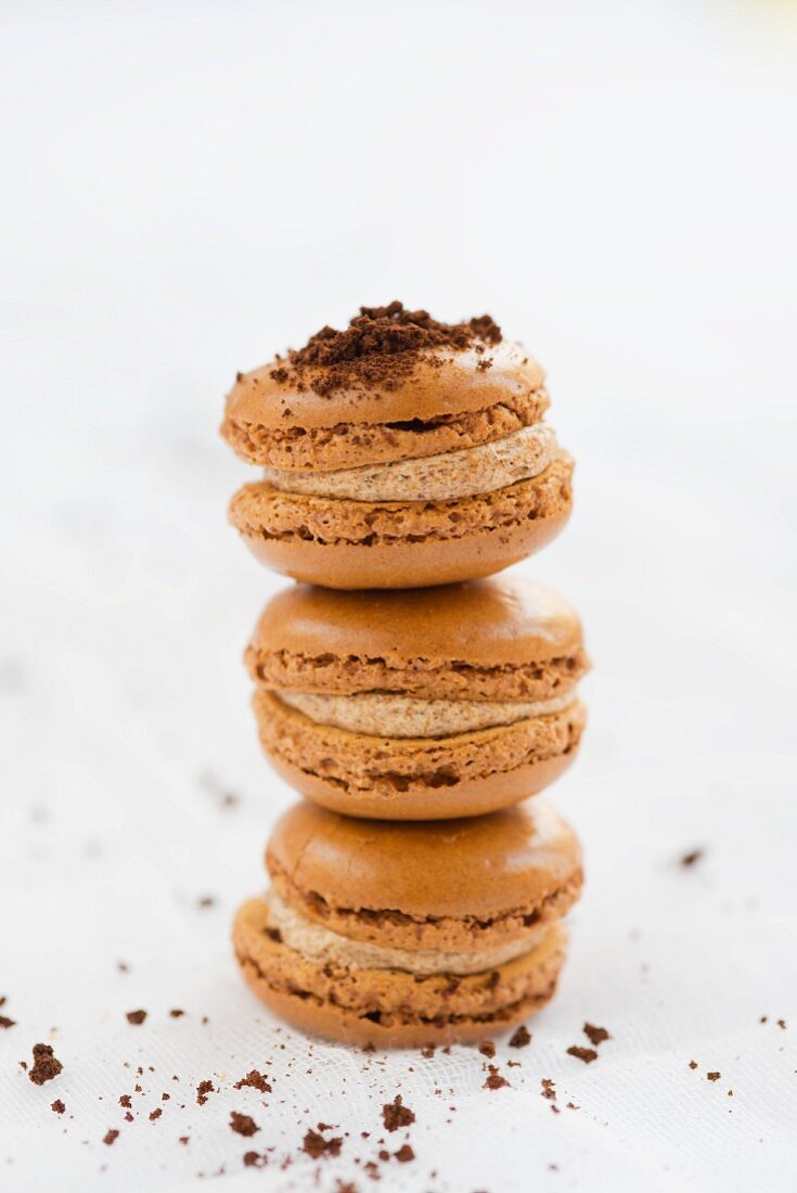 A stack of coffee macaroons