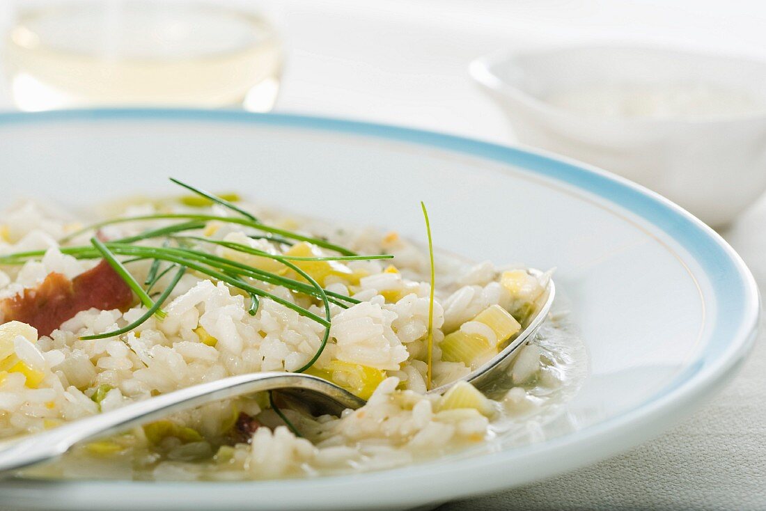 Leek risotto with Parmesan cheese