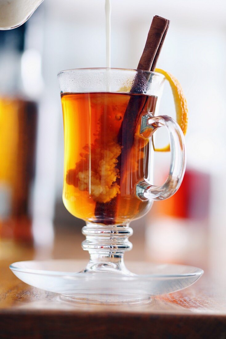 Cinnamon tea with orange zest