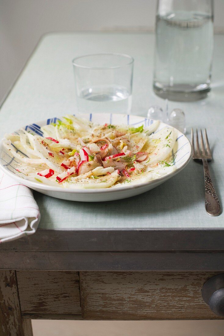 Fennel and radish salad with anchovy cream