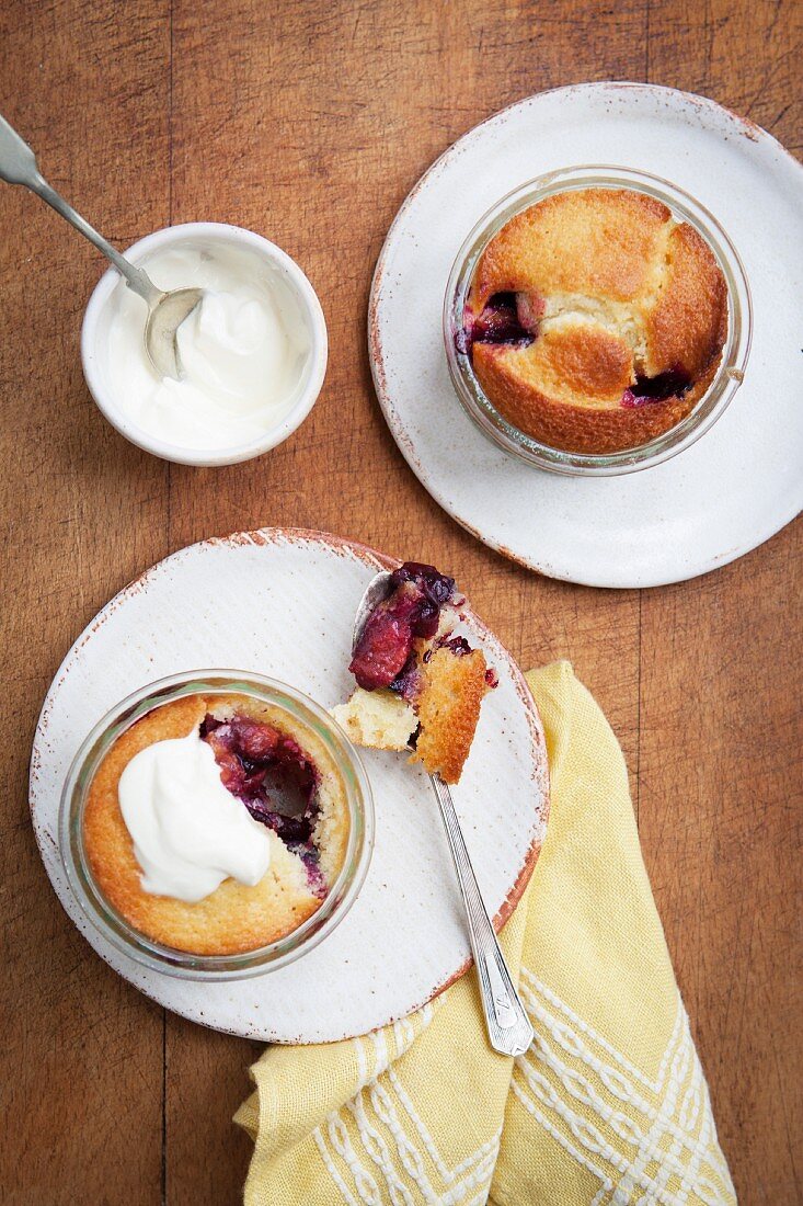 Mini berry bakes in glass ramekins