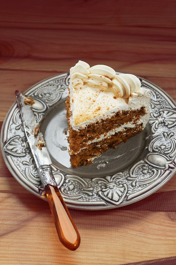 Slice Of Double Layer Carrot Cake With License Images 11332638 Stockfood