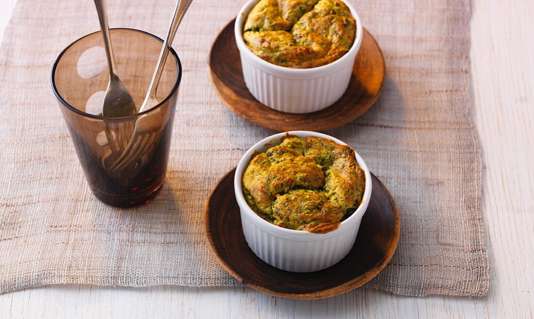 Spinach and goat's cheese soufflés