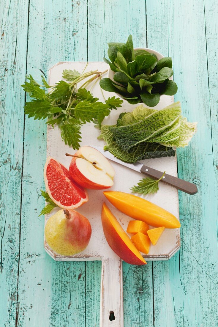 Smoothie ingredients on a chopping board