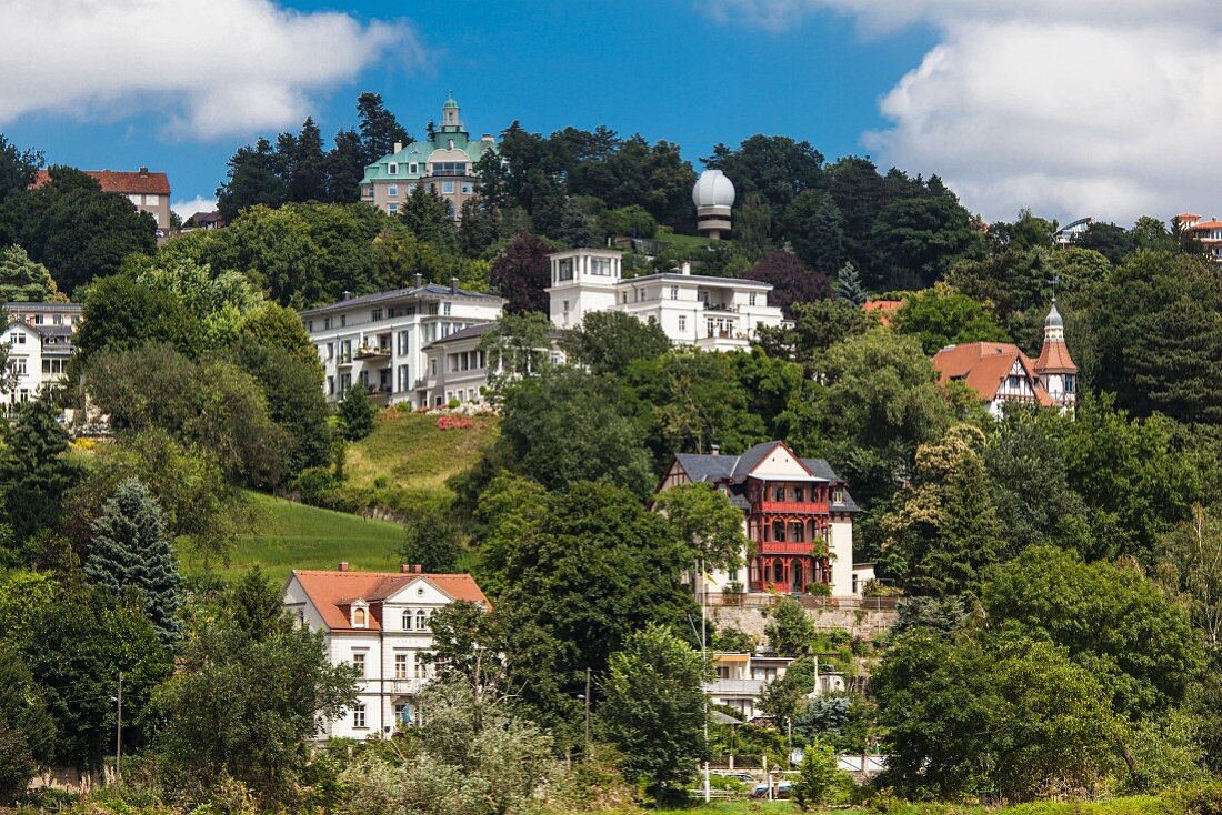 Loschwitzer Villen am Elbhang - ganz oben die Villa von Manfred von Ardenne