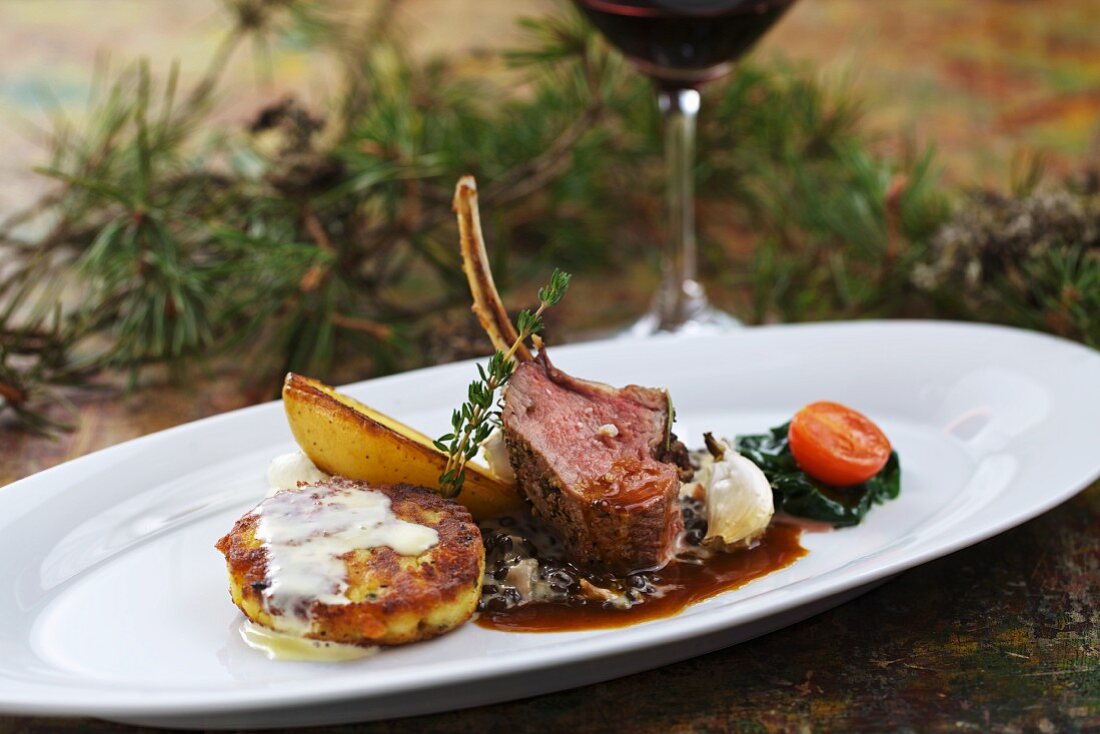 Tyrolean mountain lamb with Kaspressknödel (cheesy bread dumplings with herbs)