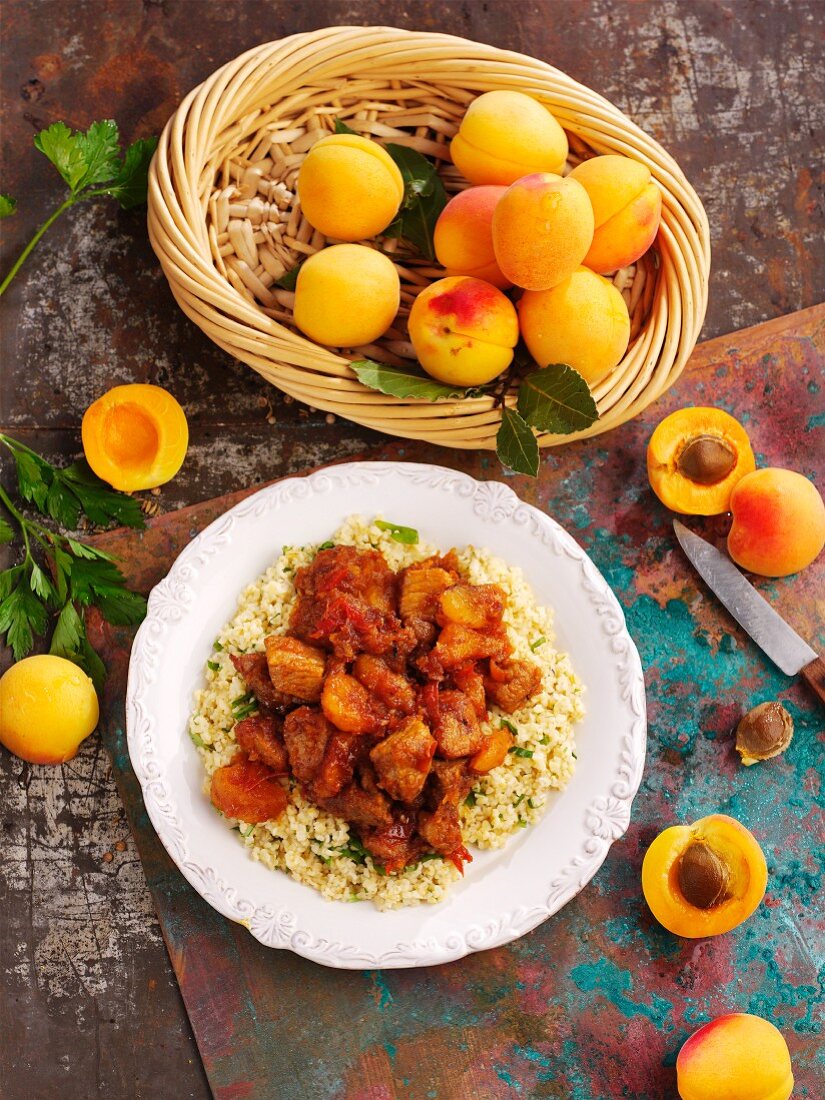 Pork with apricots and couscous