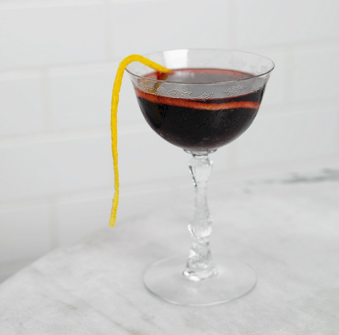 Hibiscus cocktail with Lillet and rum