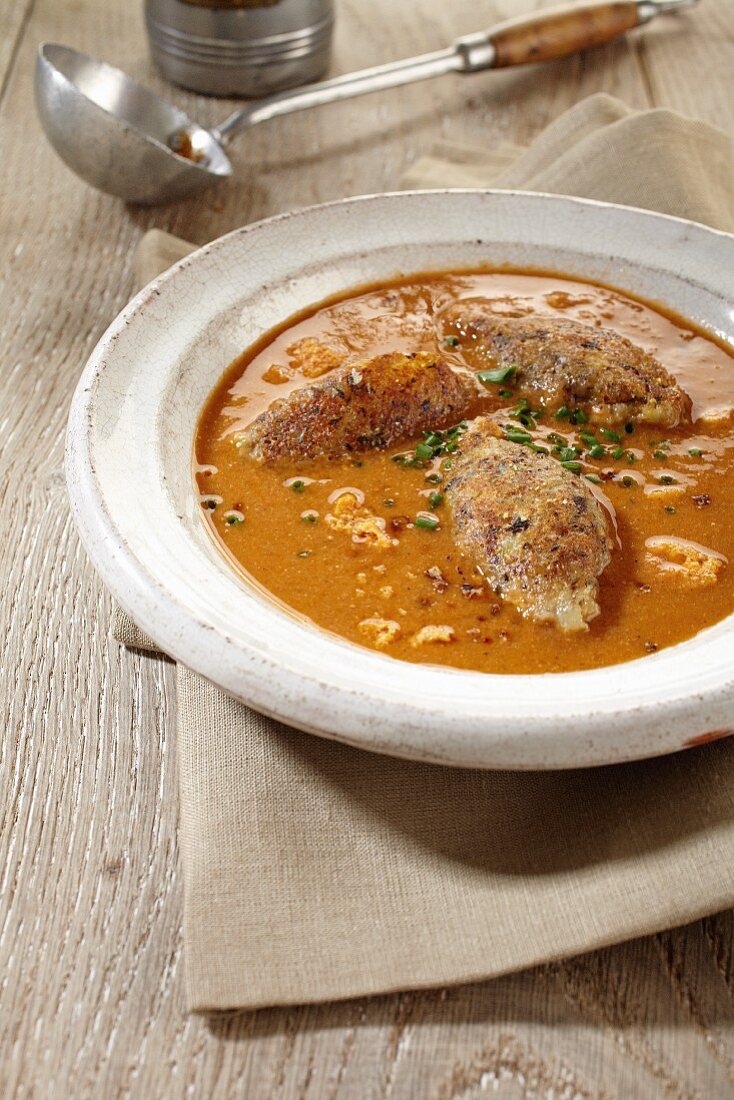 Fish soup with sardine dumplings