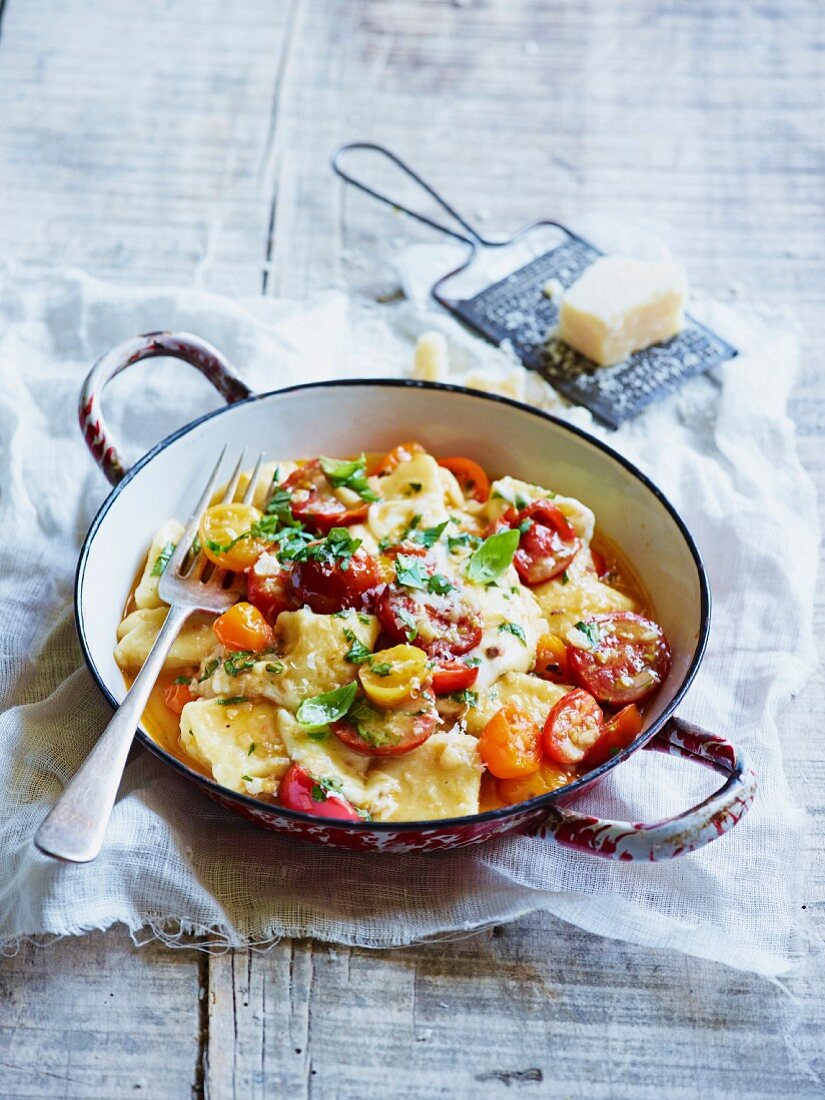 Gnocchi with cherry tomatoes and Parmesan cheese