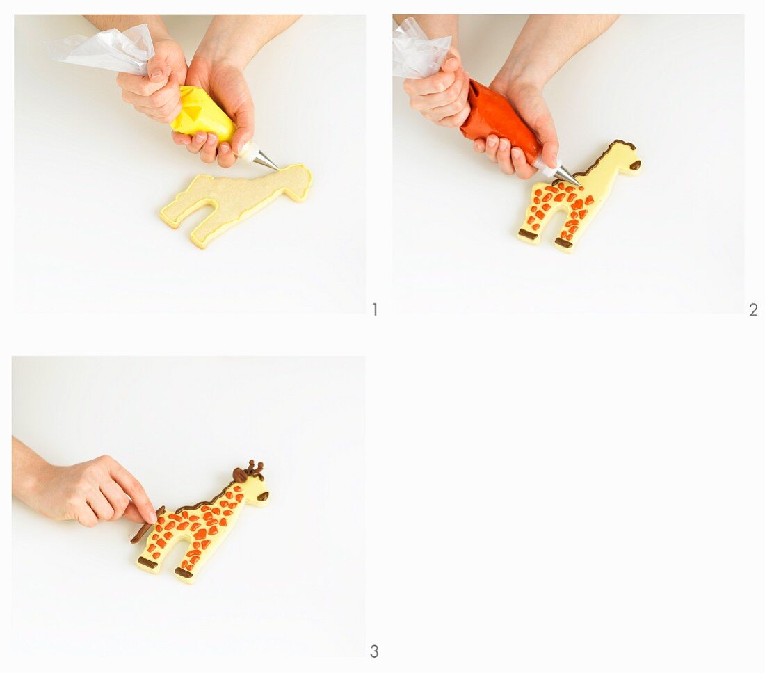 A giraffe biscuit being made