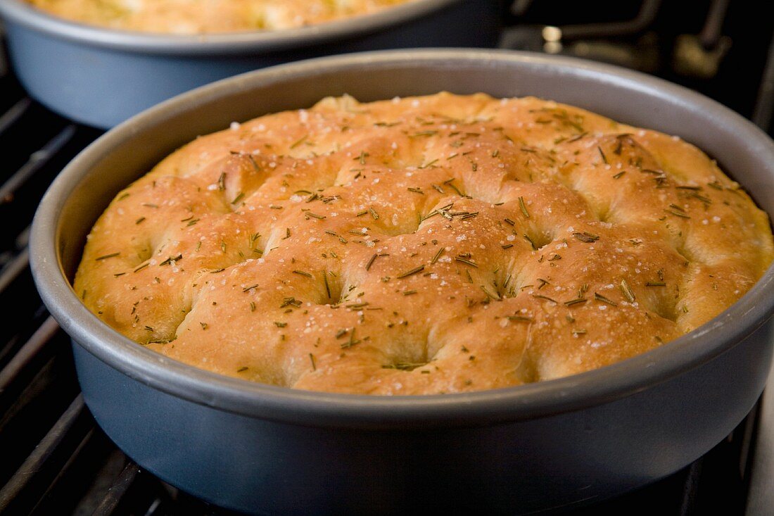 Focaccia in der Backform