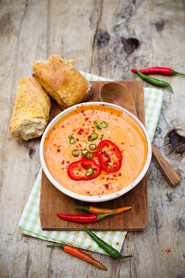 A pepper dip with ajvar and chilli peppers