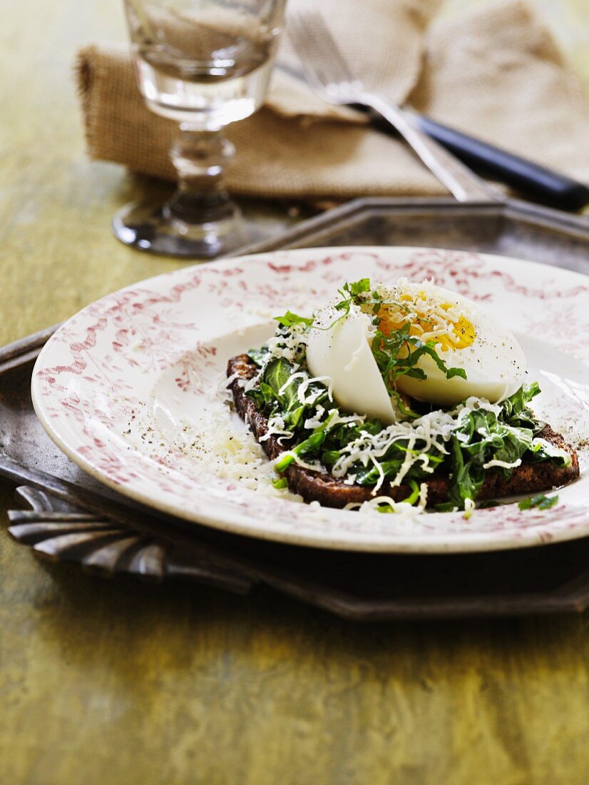 Pumpernickel with a chicory salad and a boiled egg