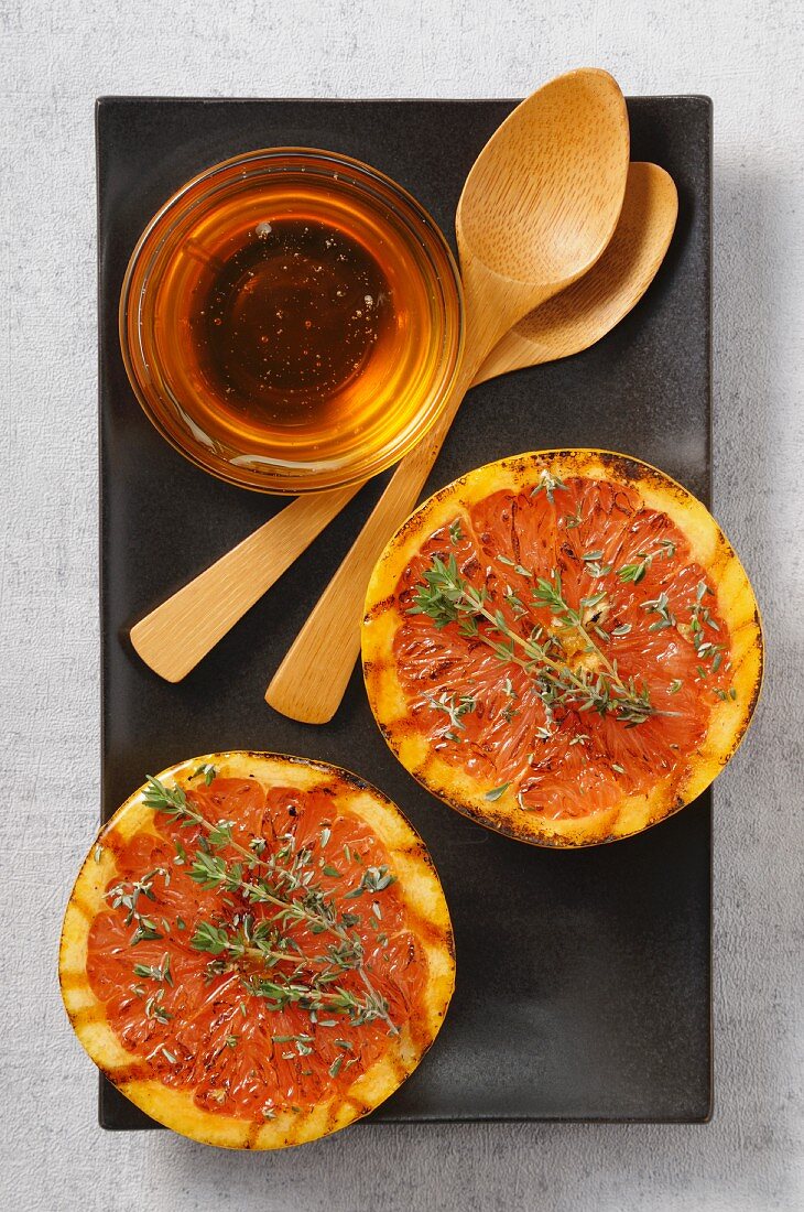 Roasted grapefruit with honey and thyme