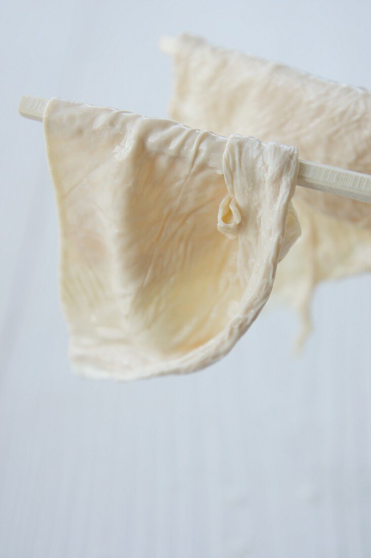 Yuba – skin of soya milk (speciality of Kyoto, Japan), hung to dry