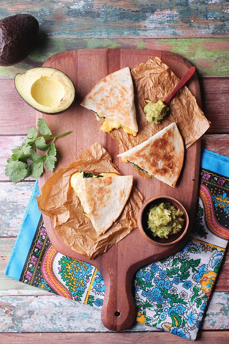 Quesadillas with guacamole (Mexico)