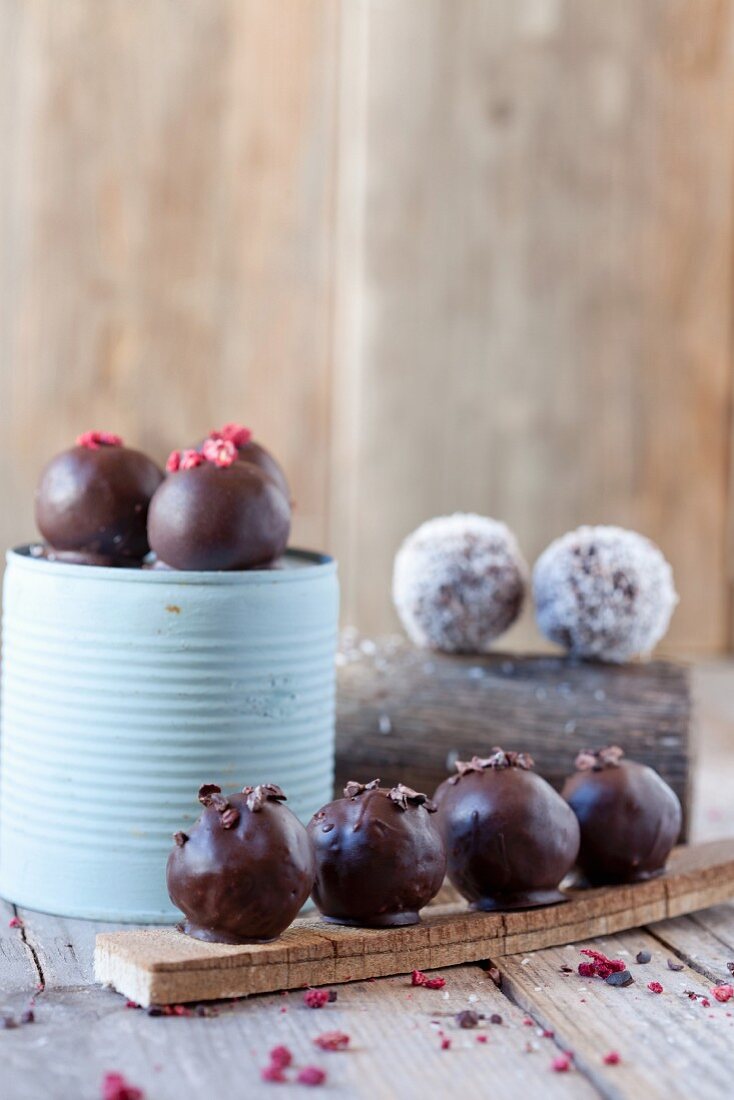 Chocolate truffles and coconut truffles