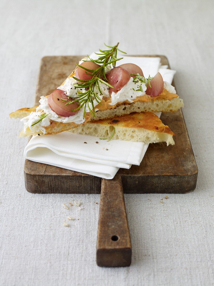 Focaccia with burrata and rosemary