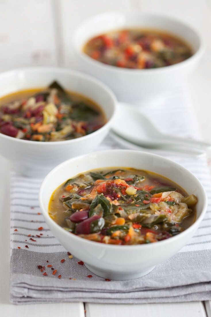 Vegetable soup with potatoes and beans