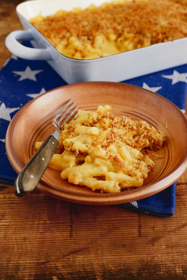 Mac 'n' cheese - amerikanischer Kürbis-Makkaroni-Auflauf mit viel Käse